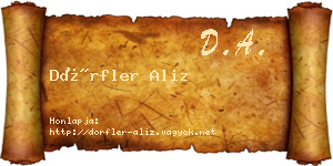 Dörfler Aliz névjegykártya